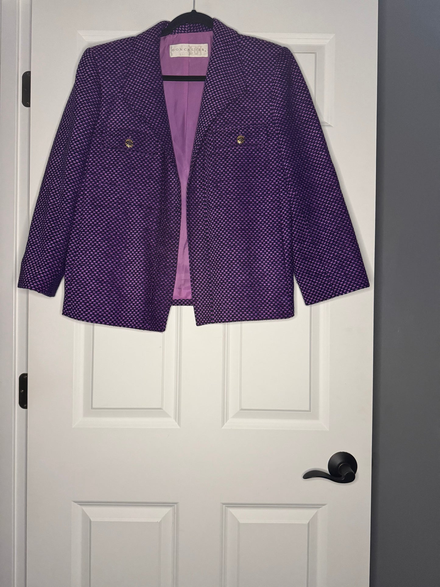 Doncaster blazer size 12 purple blue stitching