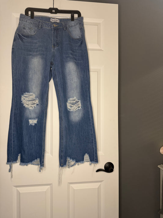 Melarey jeans large cropped distressed