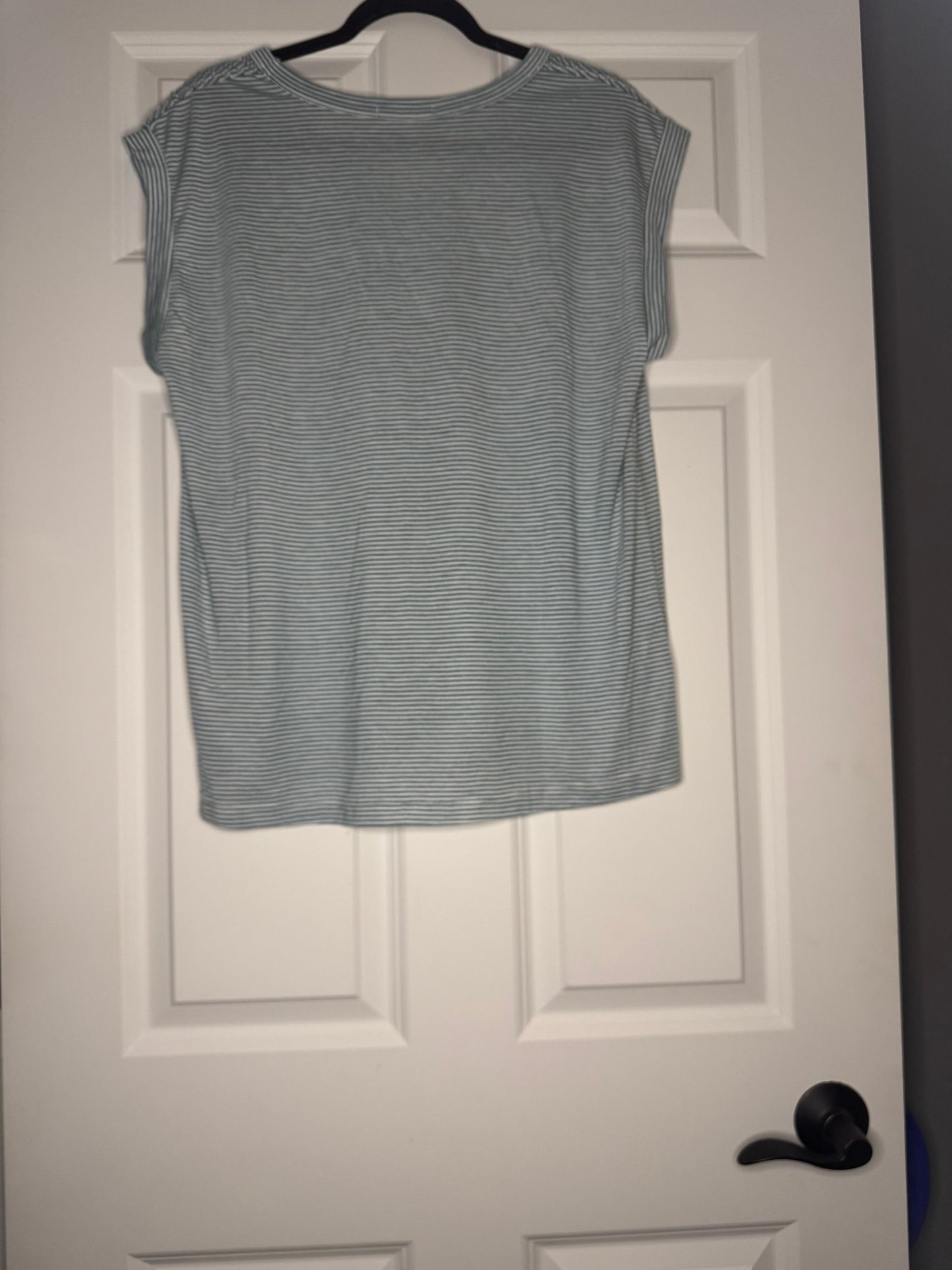 Staccato short sleeve blouse xl white green stripe