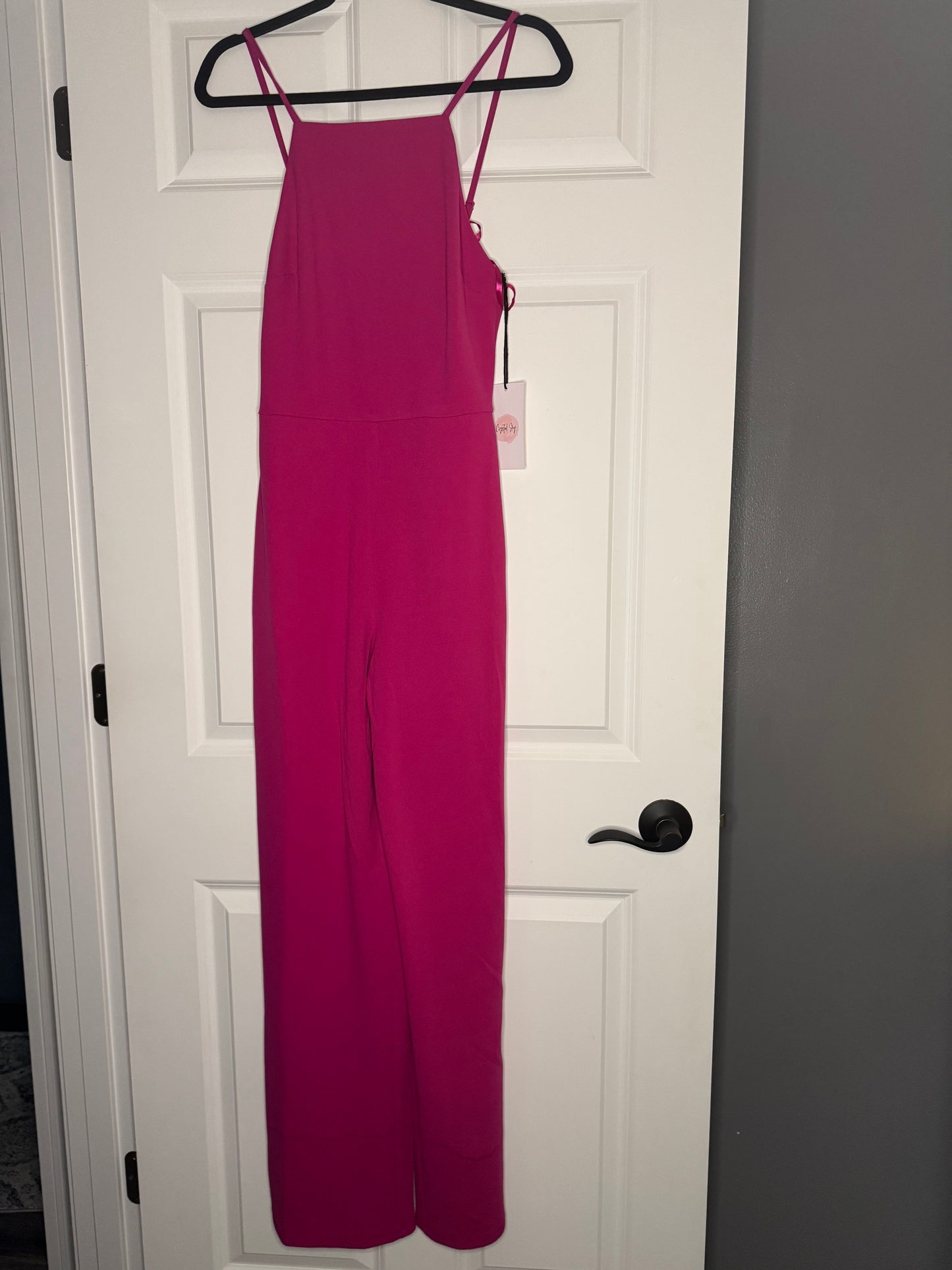 Crystal sky sleeveless jumpsuit w pockets small pink nwt