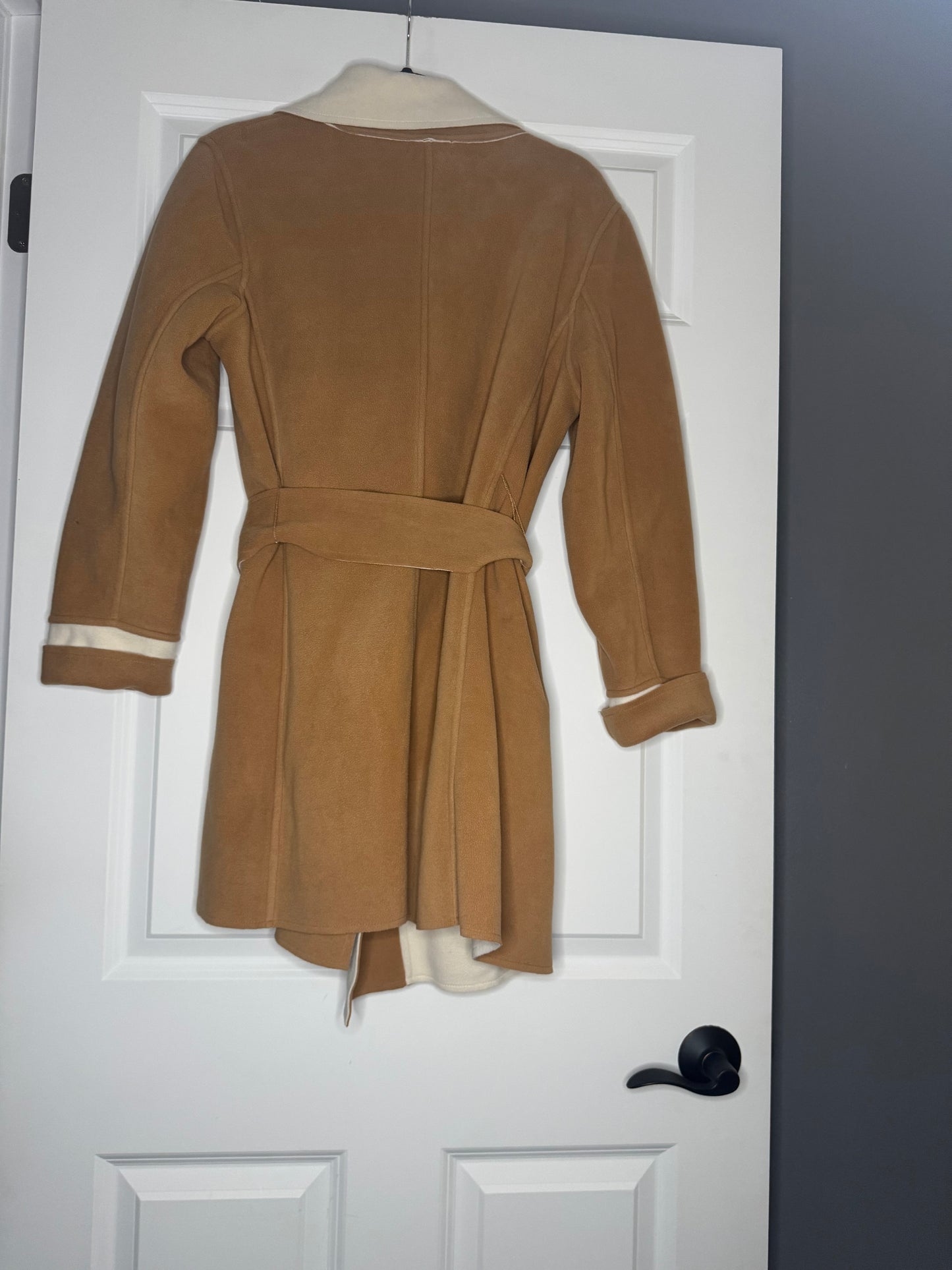 Susan graver weekender small cardigan w belt brown cream