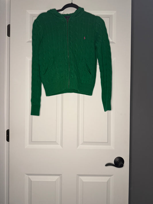 Ralph lauren sport zip up hooded sweatshirt medium green vintage