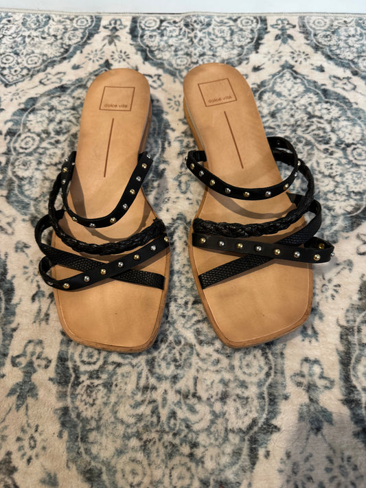 Dolce vita strappy sandals slip on black beaded straps size 10