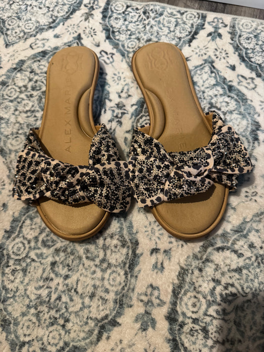 Alex Marie slipper sandals 9.5 brown black animal print w rhinestones