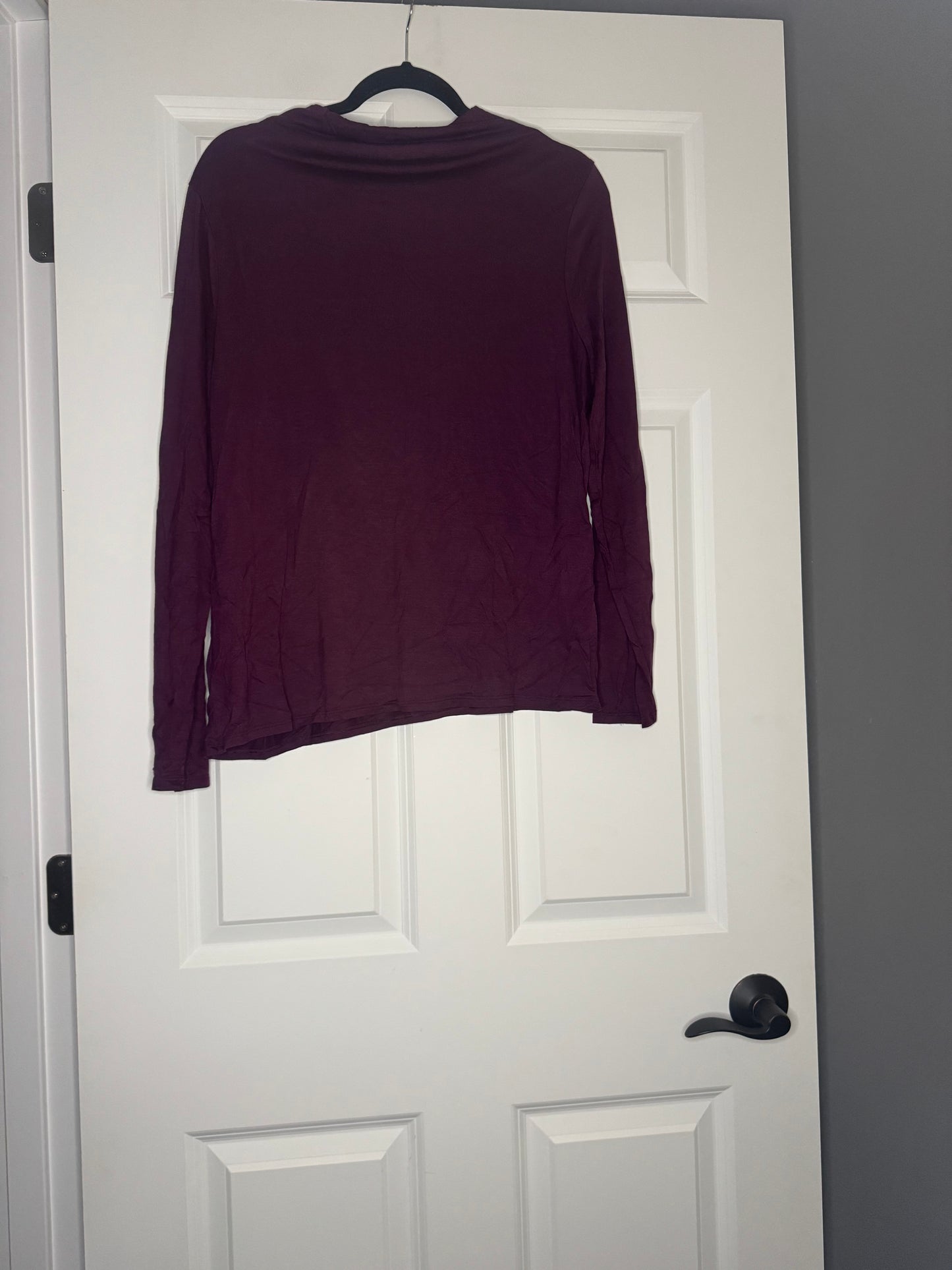 Banana republic long sleeve high neck blouse plum xl