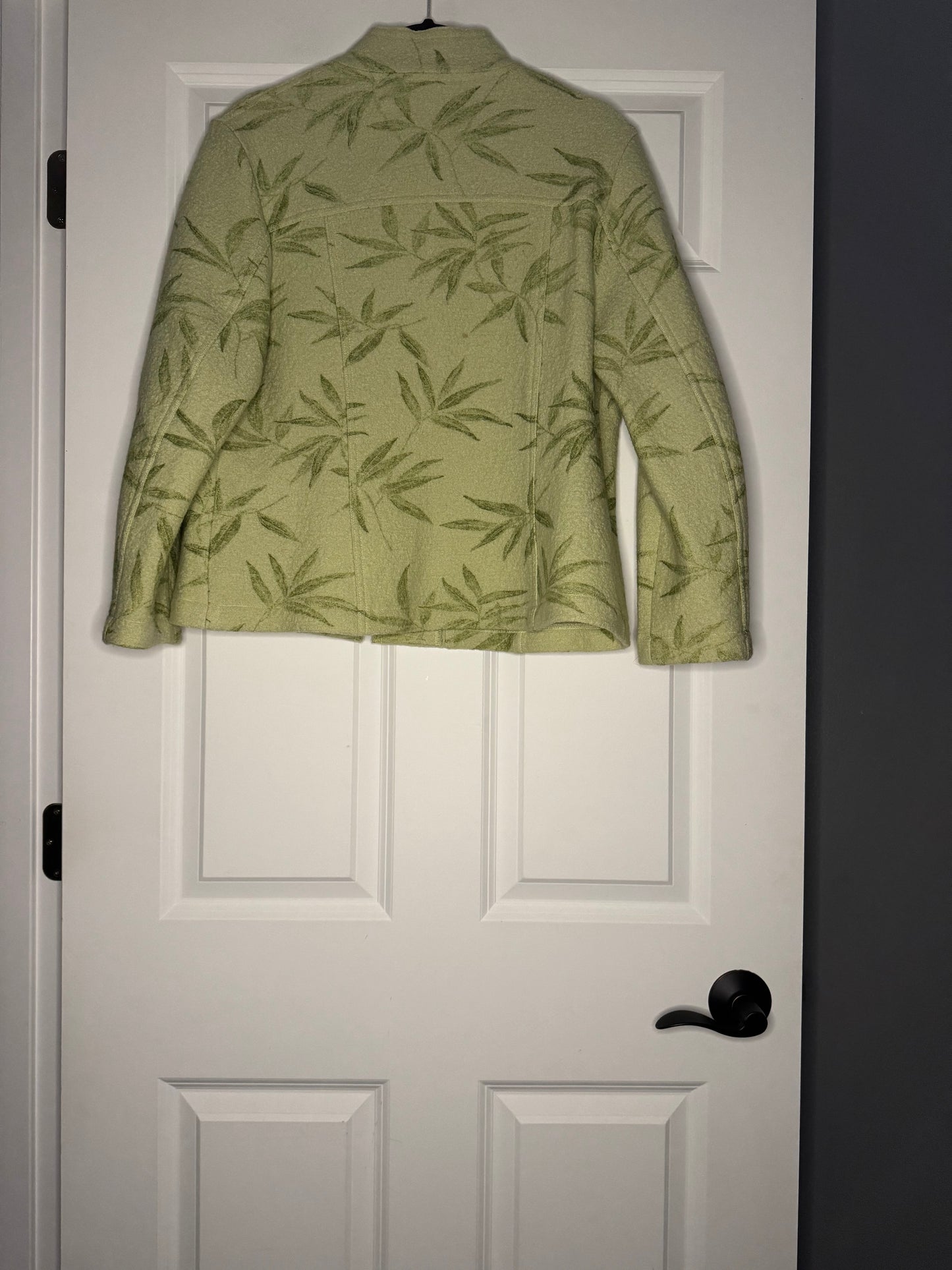 Picadilly jacket petite medium green with leaf print
