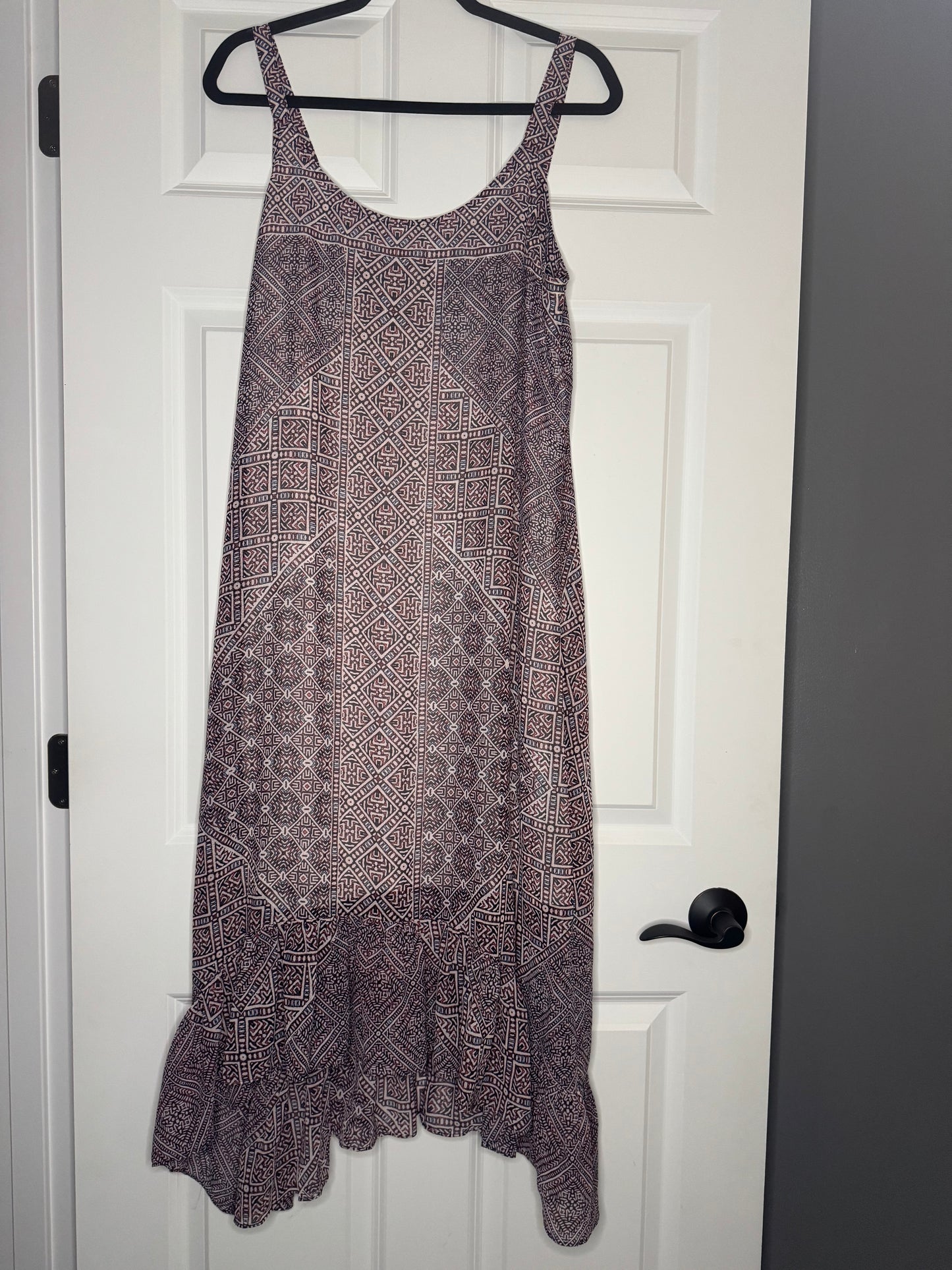 Zozo sleeveless dress large red purple blue print midi