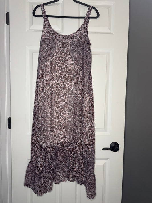 Zozo sleeveless dress large red purple blue print midi