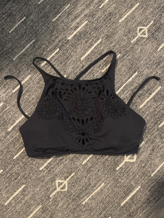 Billabong swimsuit top medium gray with floral cut outs