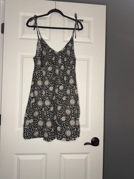 Old navy sleeveless dress medium black beige white print nwt