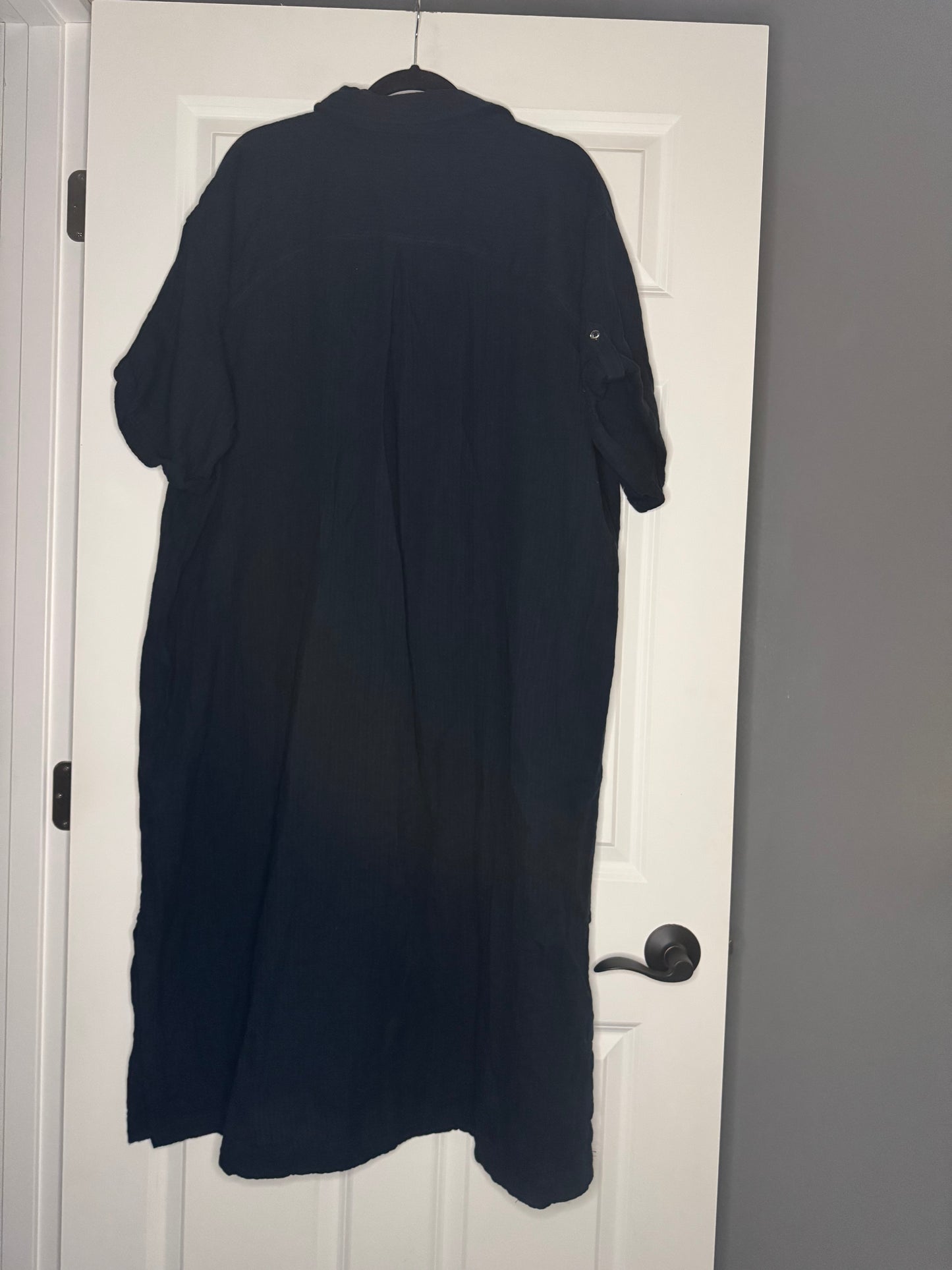 LL bean cloud gaze midi dress button up 1x navy nwt