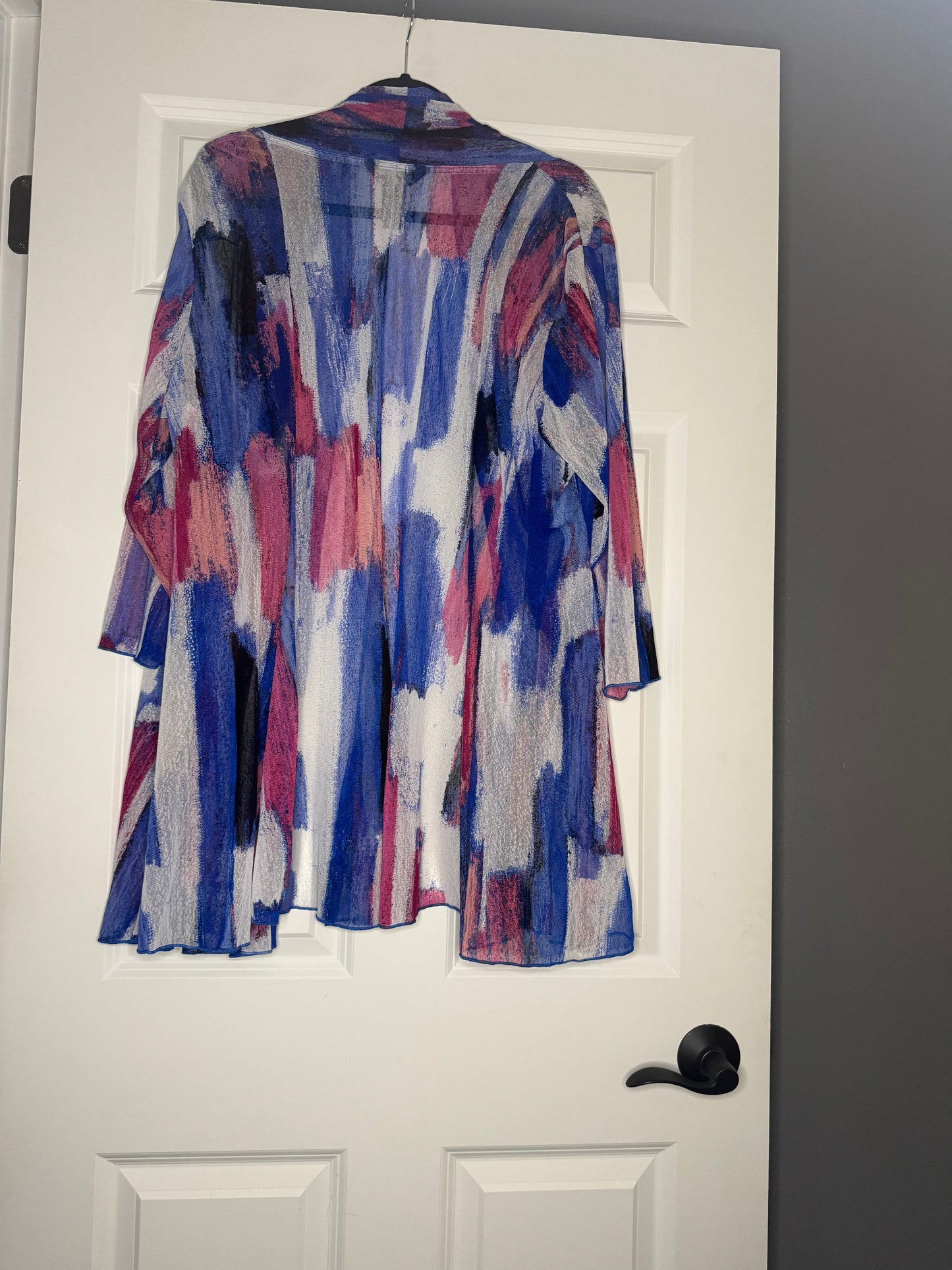 Ali miles 3/4 sleeve kimono 1x sheer blue pink white peach
