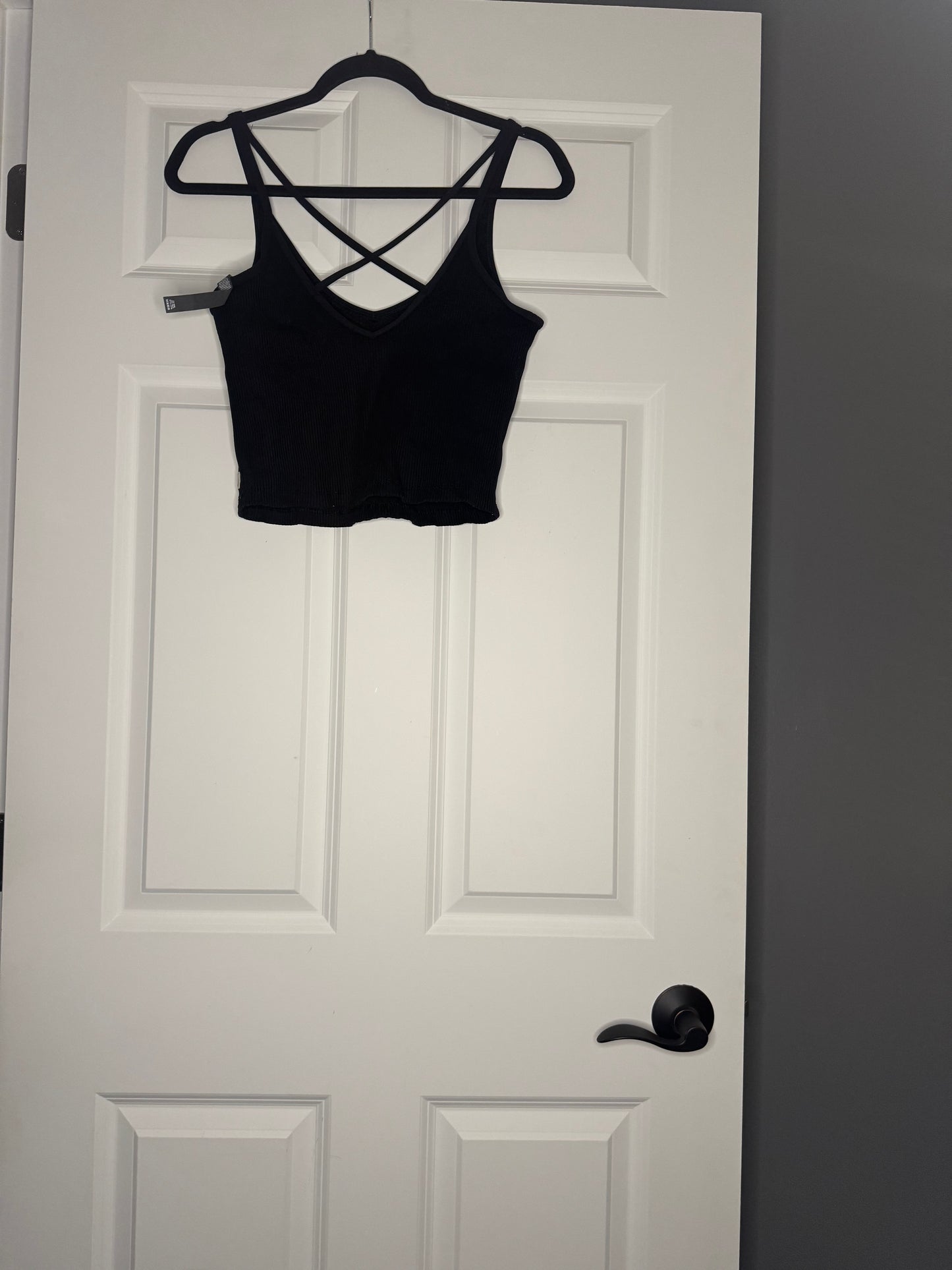 Vuori cropped tank ribbed black large