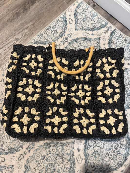 Unbranded blue and cream woven handbag