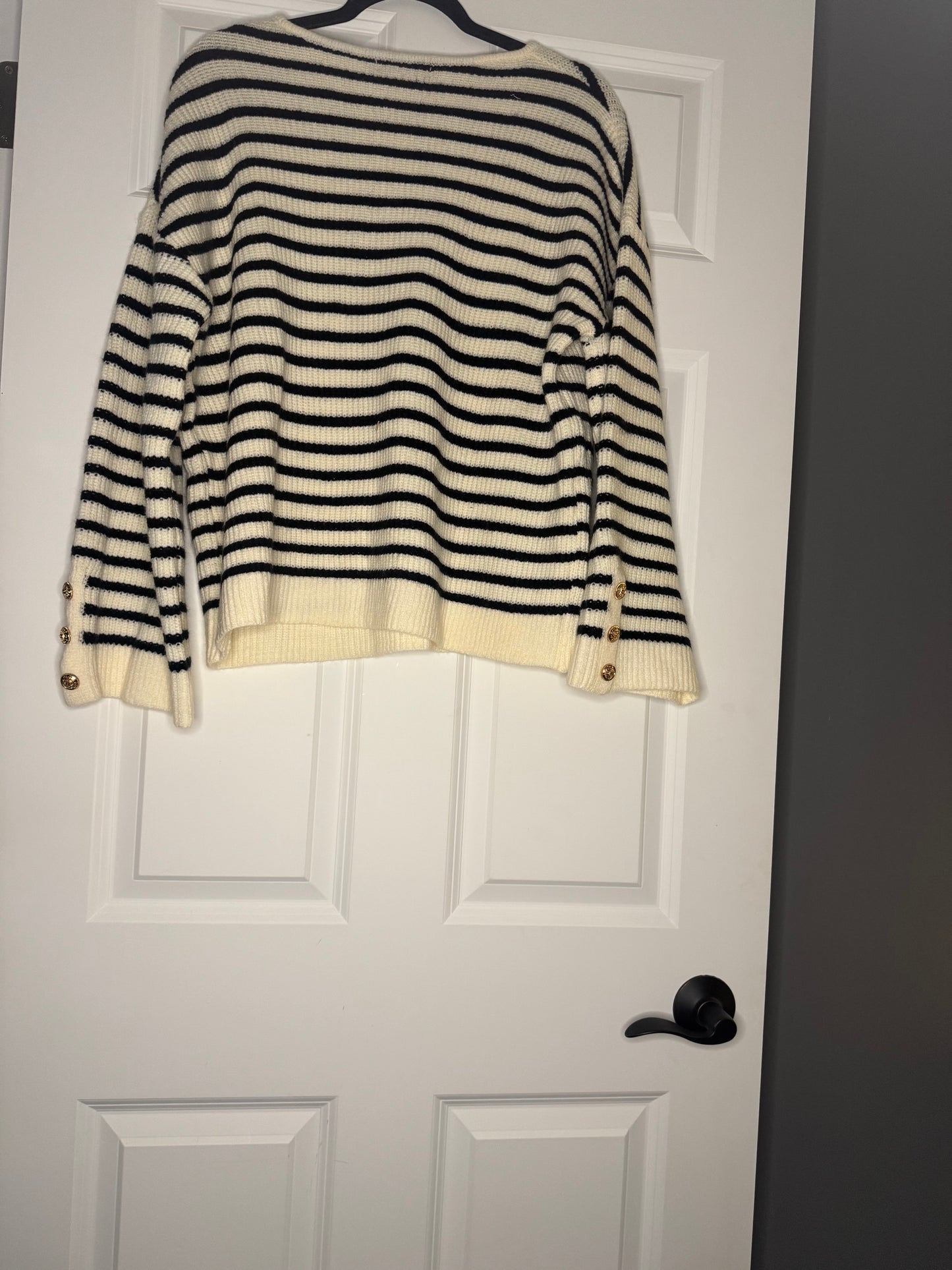 Cupshe knit sweater xl black cream stripe new without tags