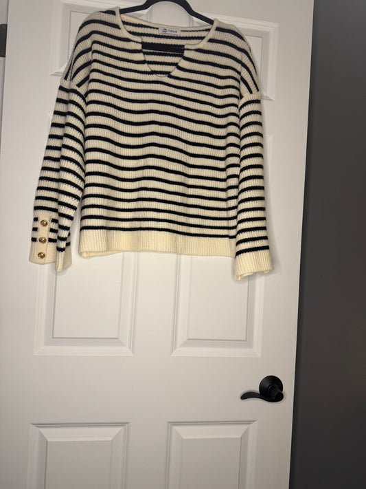 Cupshe knit sweater xl black cream stripe new without tags