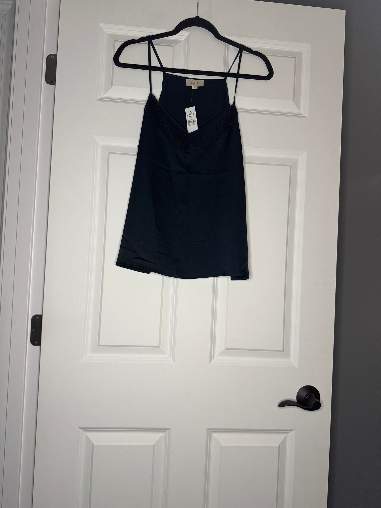 Loft large sleeveless blouse shiny blue large nwt