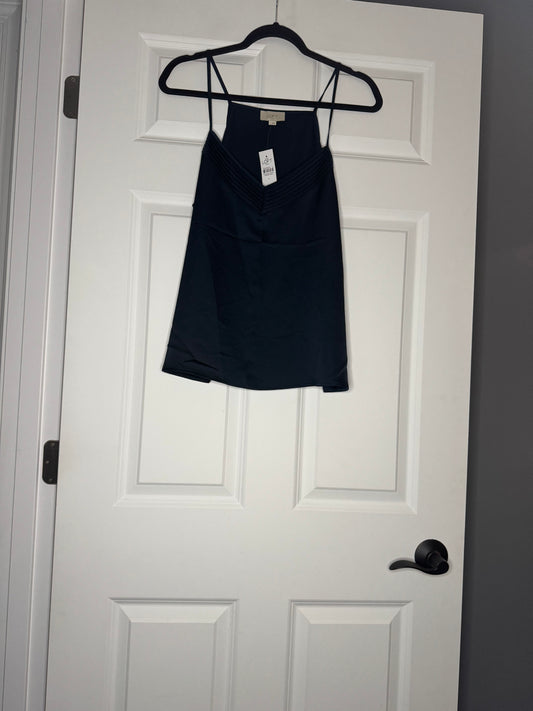 Loft large sleeveless blouse shiny blue large nwt