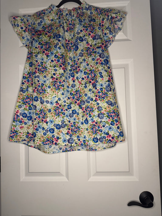 First love short sleeve blouse 1xl green blue pink floral print nwt 38