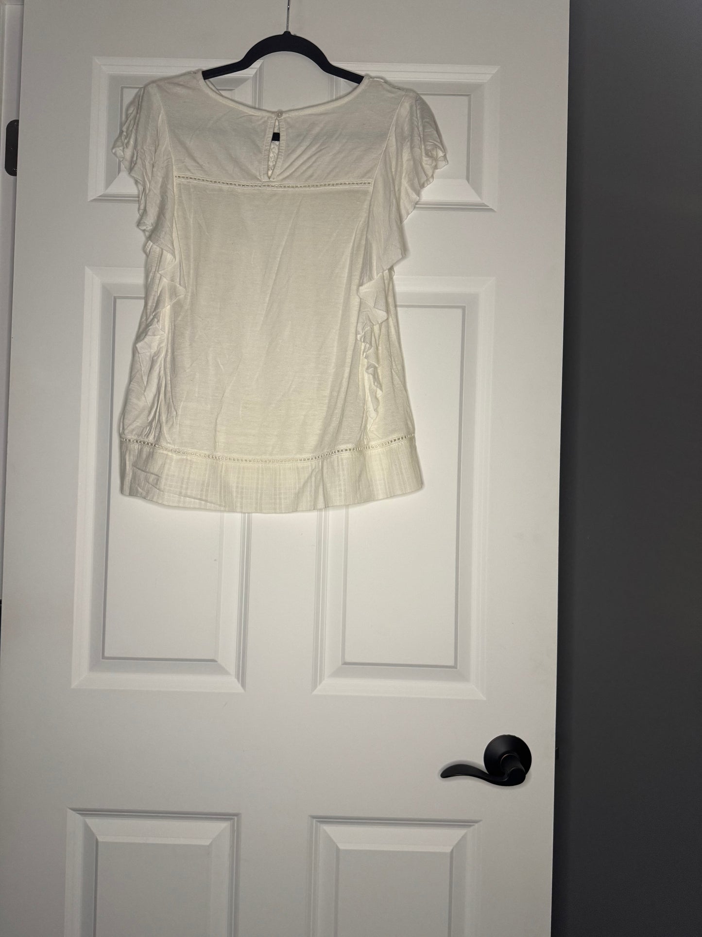 Lucky brand short sleeve blouse ivory medium lace top nwt 69.50