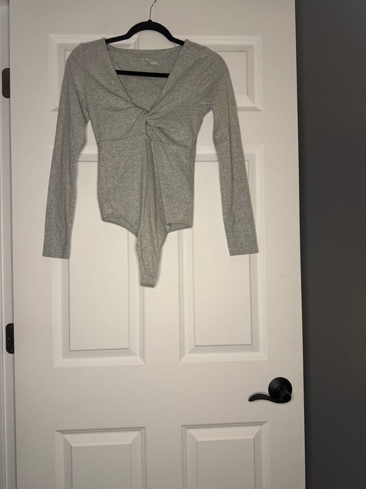 Aerie long sleeve bodysuit gray small