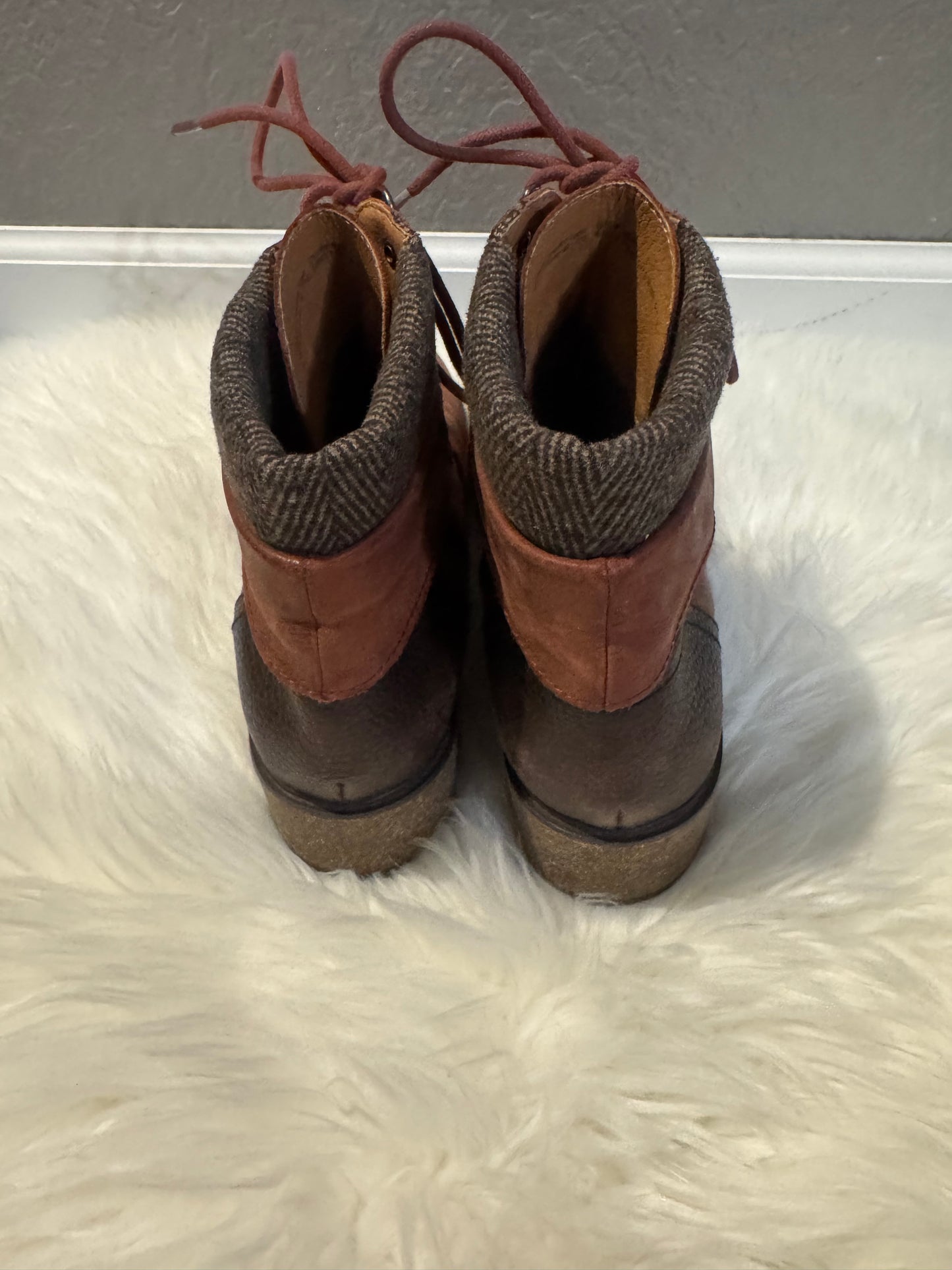 Aertrex Aubrey lace up tweed cuff boots 42 brown leather (10.5-11 US)