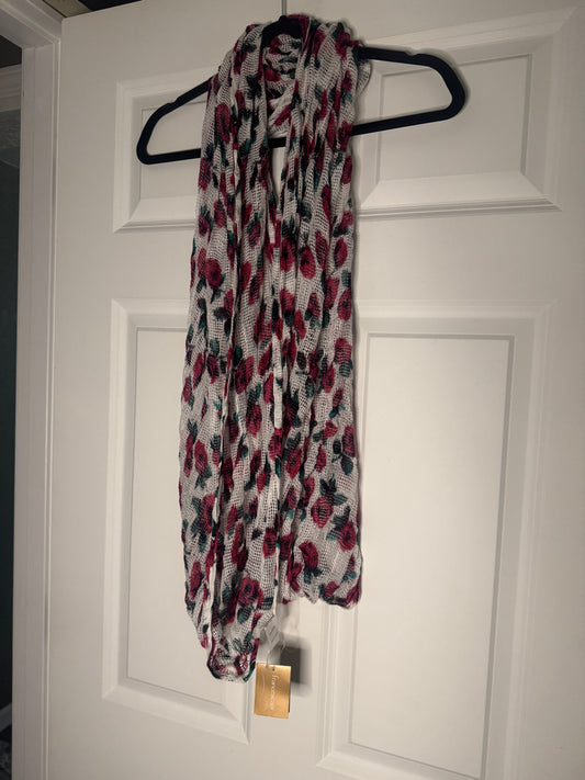 Francesca’s infinity scarf white w pink green floral nwt