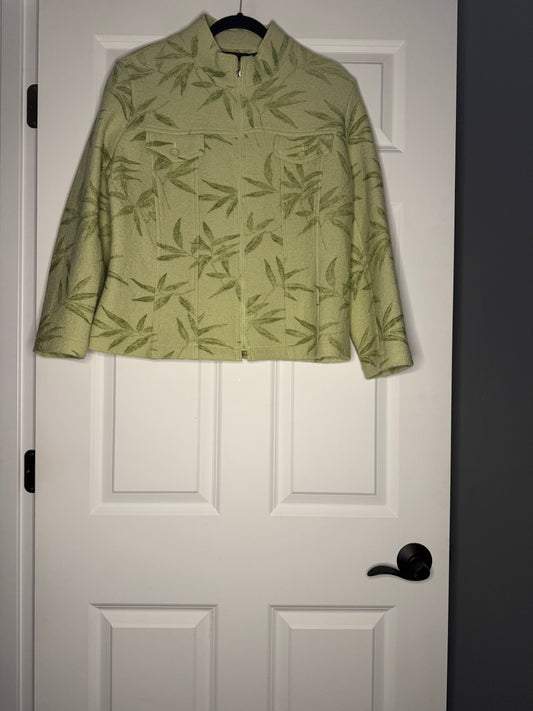 Picadilly jacket petite medium green with leaf print