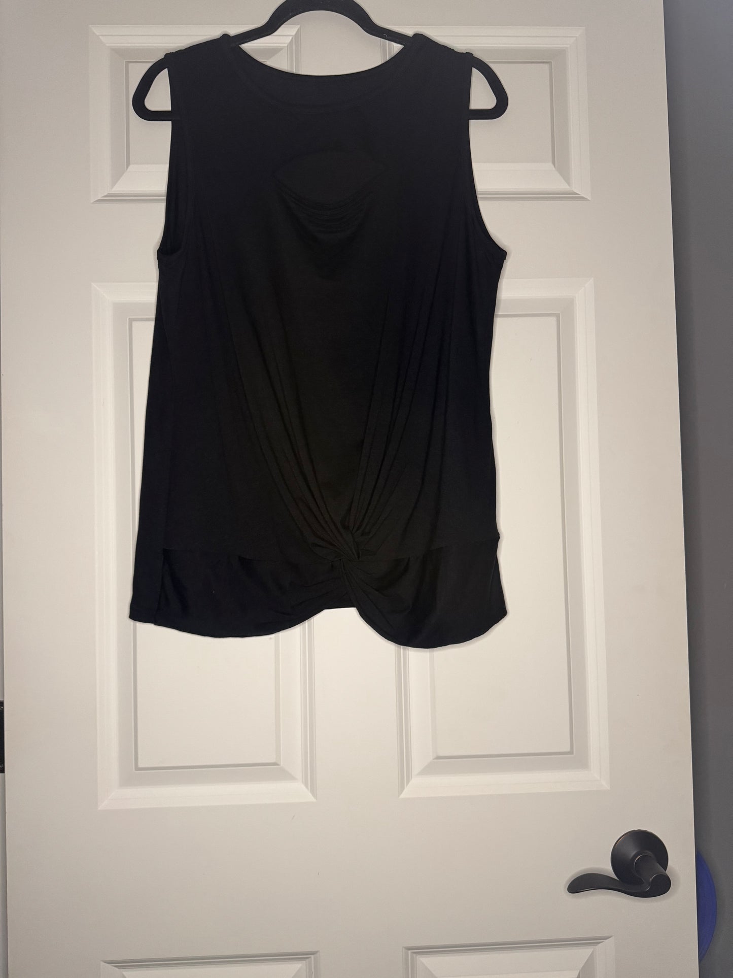 Unbranded sleeveless blouse black slashes in chest front tie knot xl