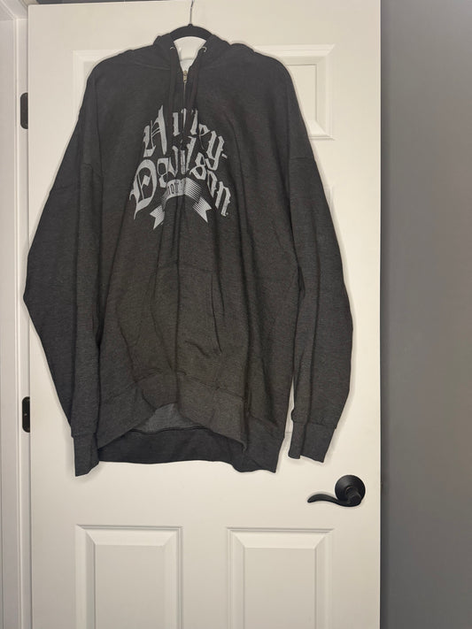 Harley Davidson Clinton Harley hooded men’s zip up 4xl charcoal nwot