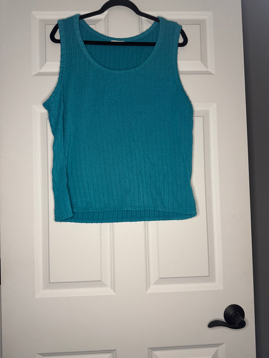 Ps Kate sleeveless blouse 1x teal textured