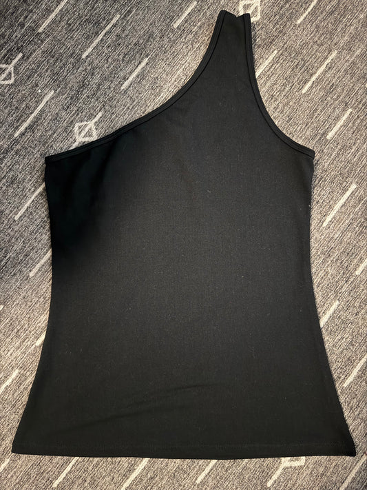 Zyia active one shoulder tank black small