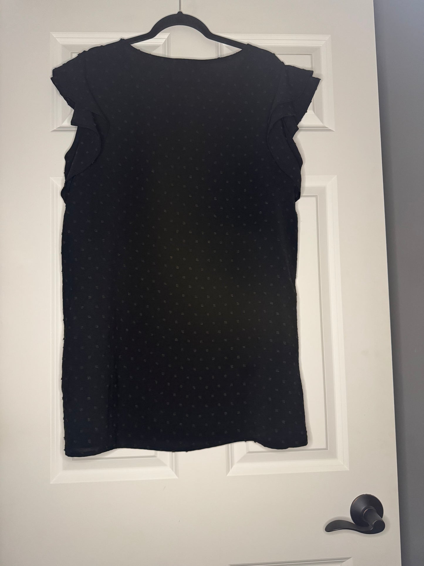 Betsey’s boutique shop short Ruffle sleeve blouse xl black with stitching