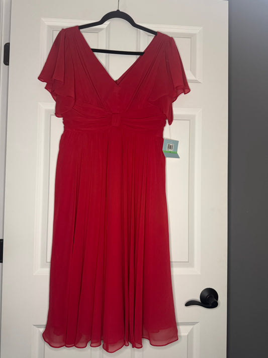 Suzi Chin short sleeve dress red knee length size 8 nwt