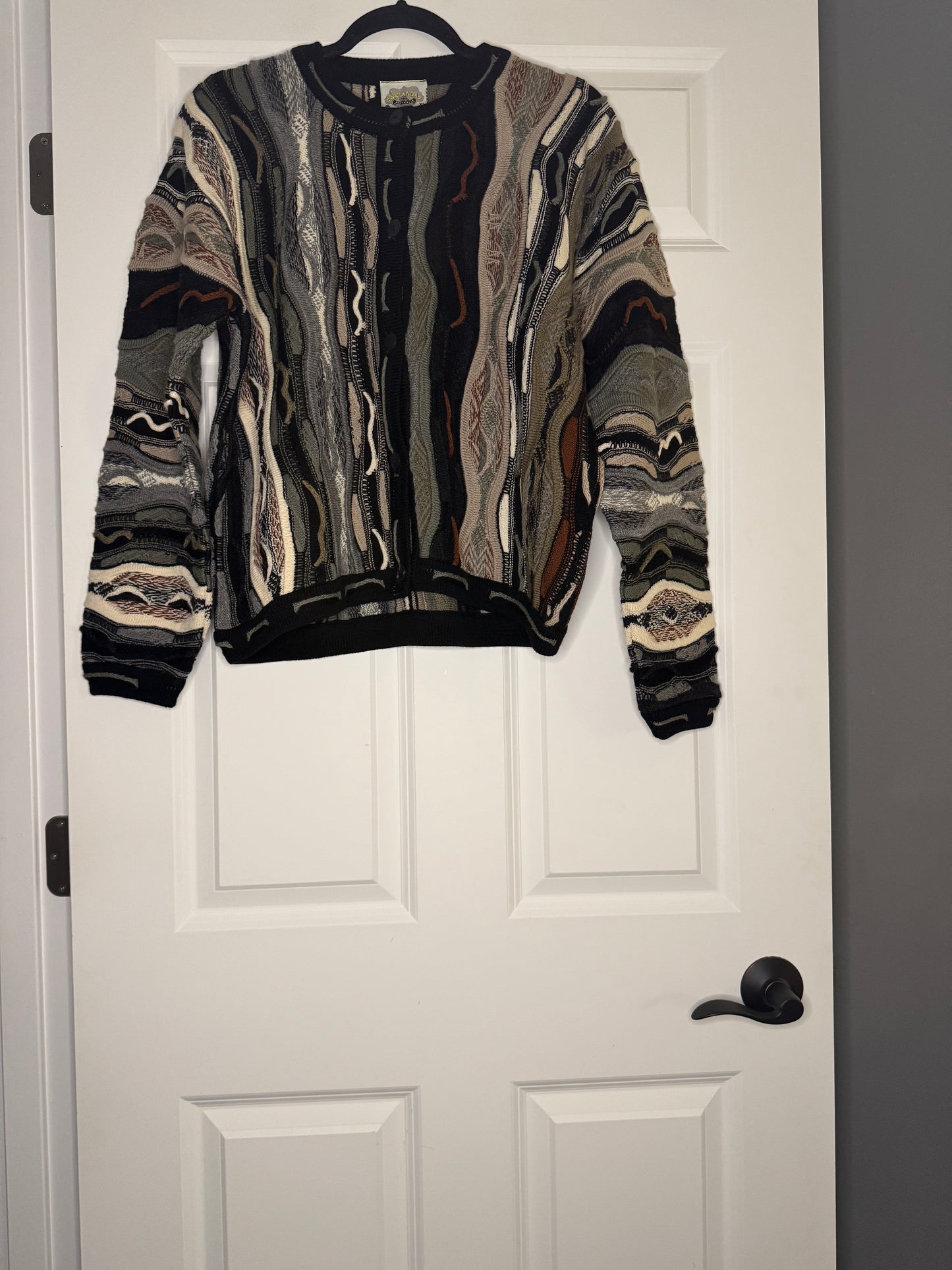 Aklanda Australia cardigan wool xl black brown gray blue cream NWT