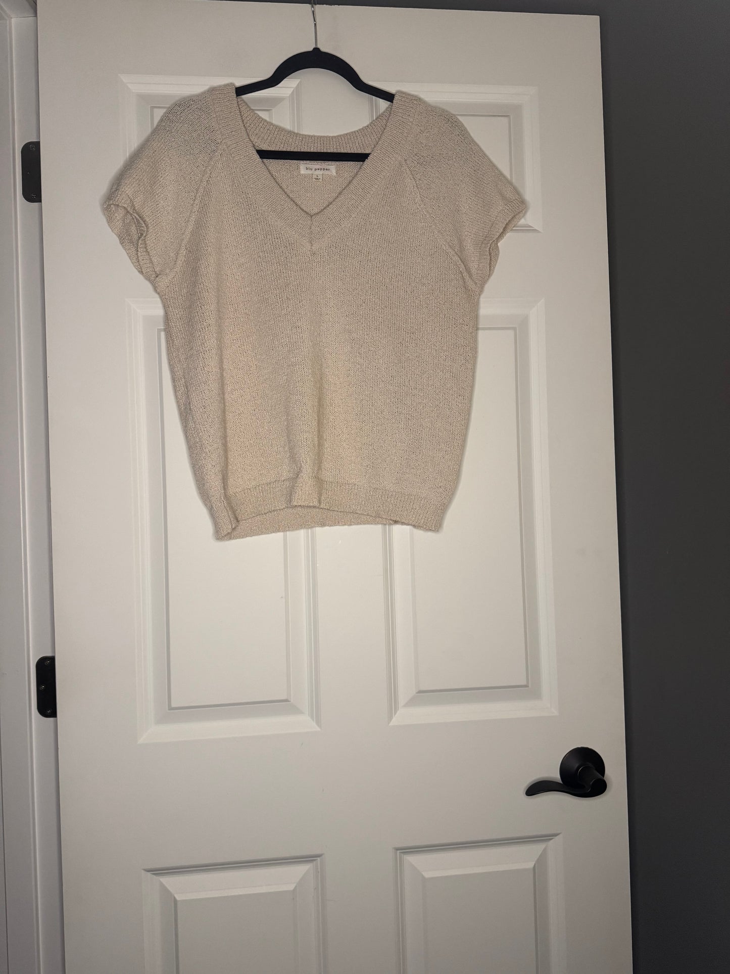 Blu pepper short sleeve sweater beige large