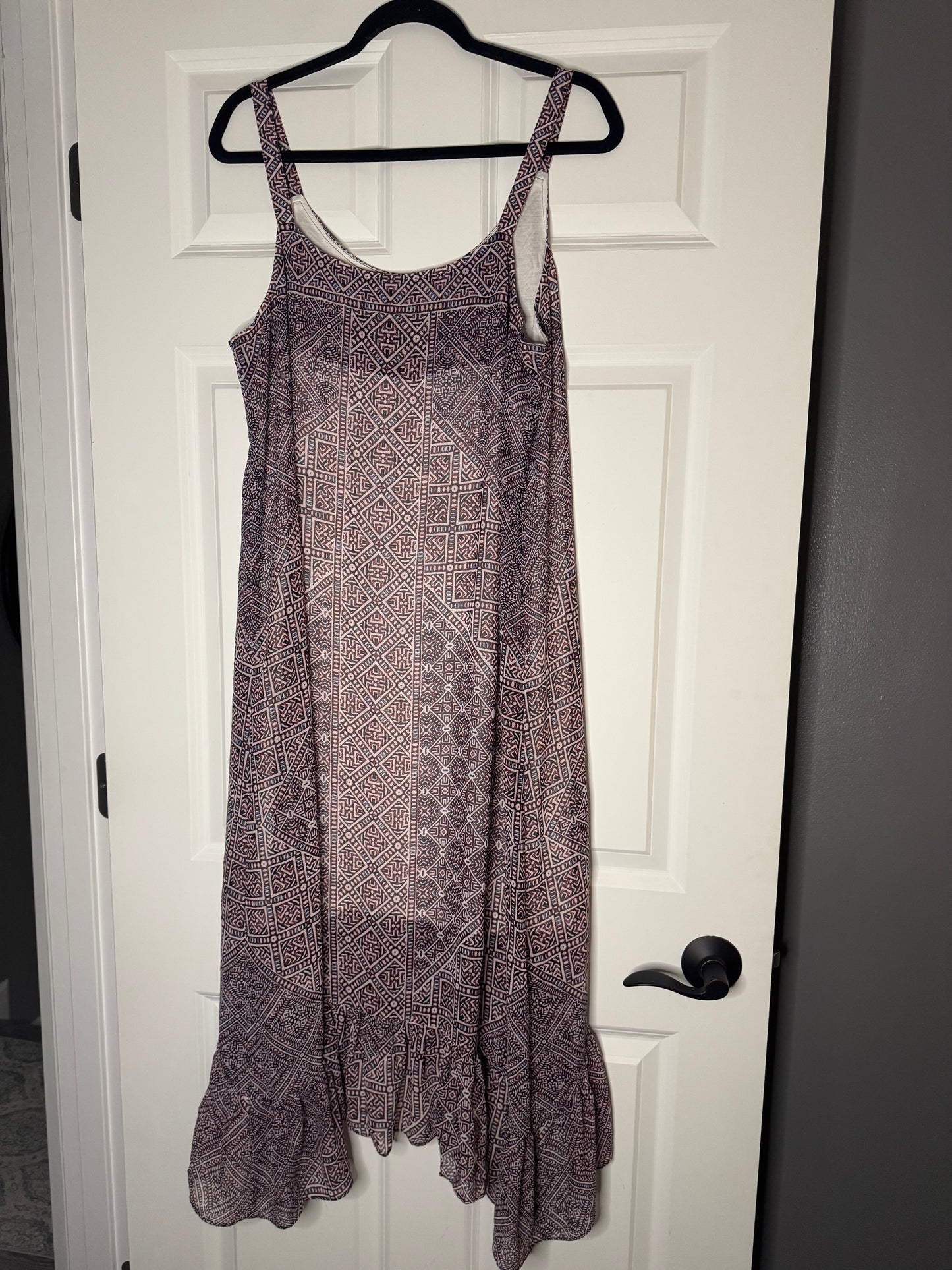 Zozo sleeveless dress large red purple blue print midi