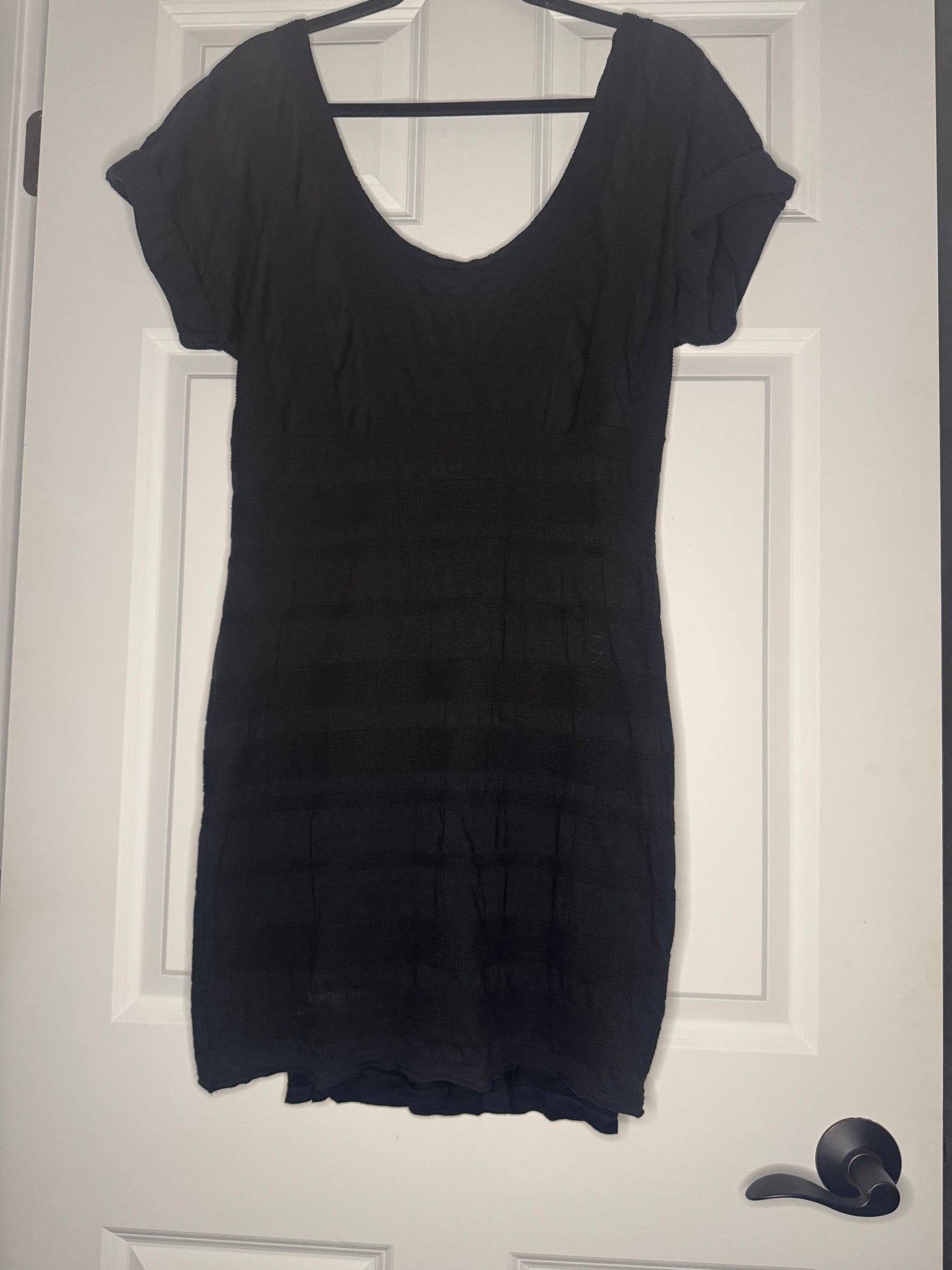Free people large short sleeve dress black textured