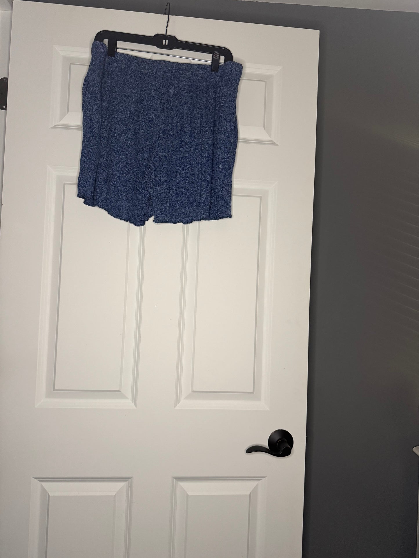 Ekouaer 2 piece lounge set 2xl short sleeve top and shorts blue heathered nwt