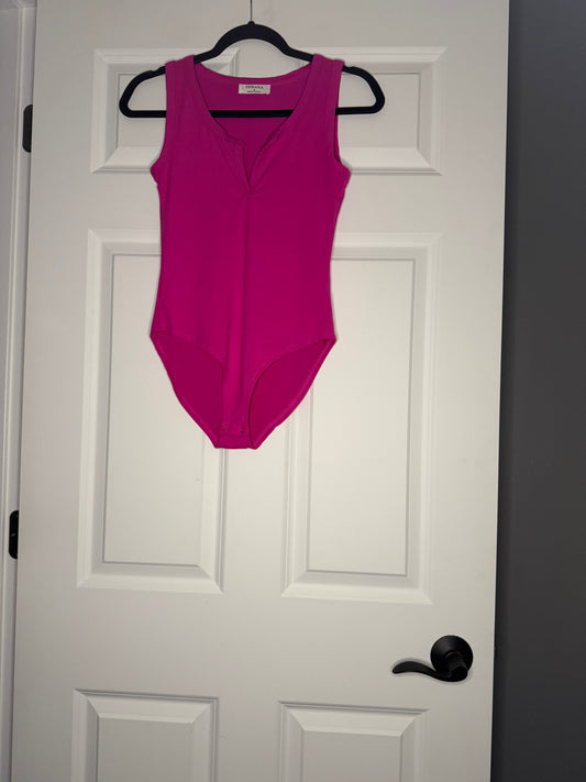 Zenana sleeveless bodysuit small pink