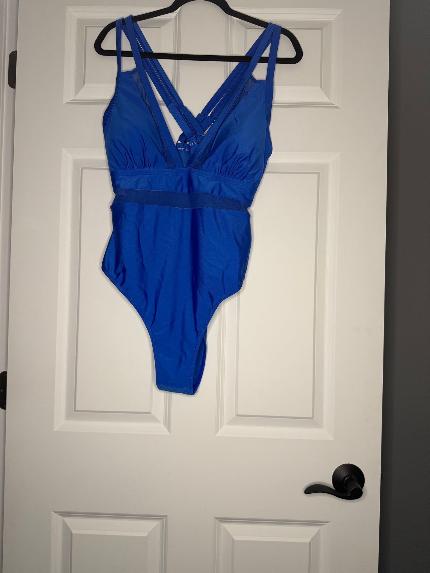 Unbranded one piece swimsuit 2xl w mesh cutouts blue