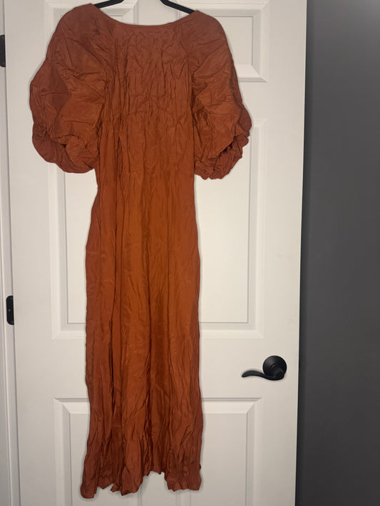 A new day short sleeve poofy sleeve dress large burnt orange