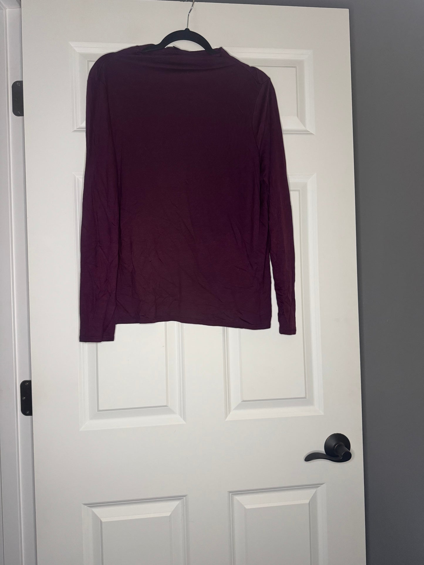 Banana republic long sleeve high neck blouse plum xl