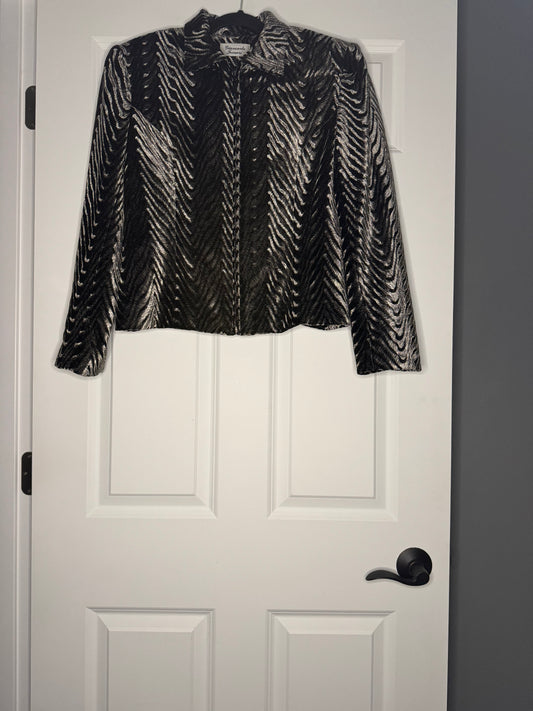 Giancarlo Ferrari black silver animal fur blazer size 8