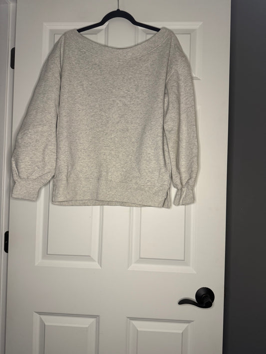 Abercrombie soft af collection off shoulder sweatshirt small gray heathered