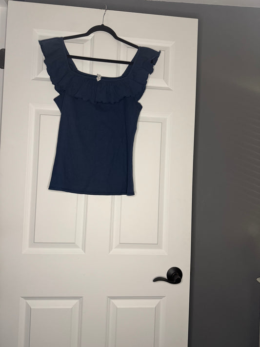 Belle isle by torrid short off the shoulder ruffle blouse blue size 1 14-16 nwt