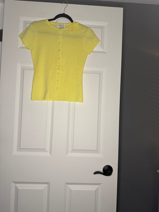 Peppermayo short sleeve cardigan large/extra large yellow w crochet floral nwt