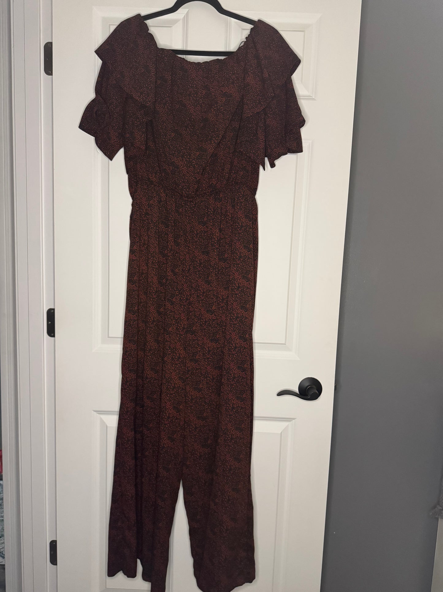 Gibson Latimer off the shoulder jumpsuit large red black print