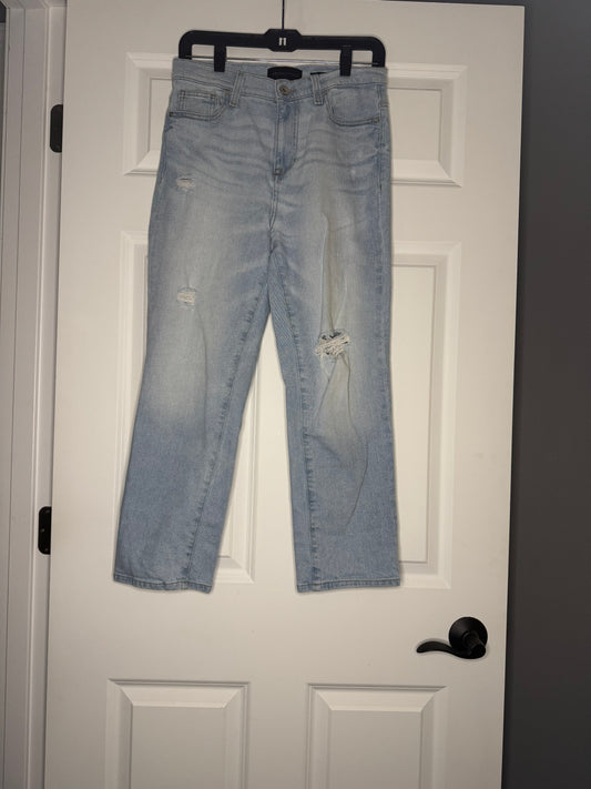 Kendall and Kylie the icon high rise straight Jean 7/28 light distressed