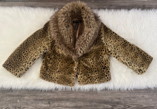 International Concepts faux fur leopard print coat large